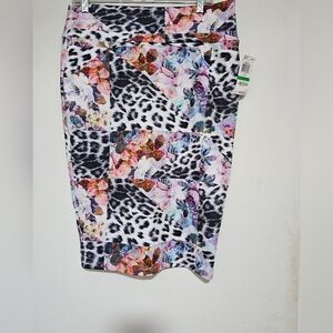 NWT Thalia Sodi Printed Scuba Pencil Skirt, Created for Macy's, L